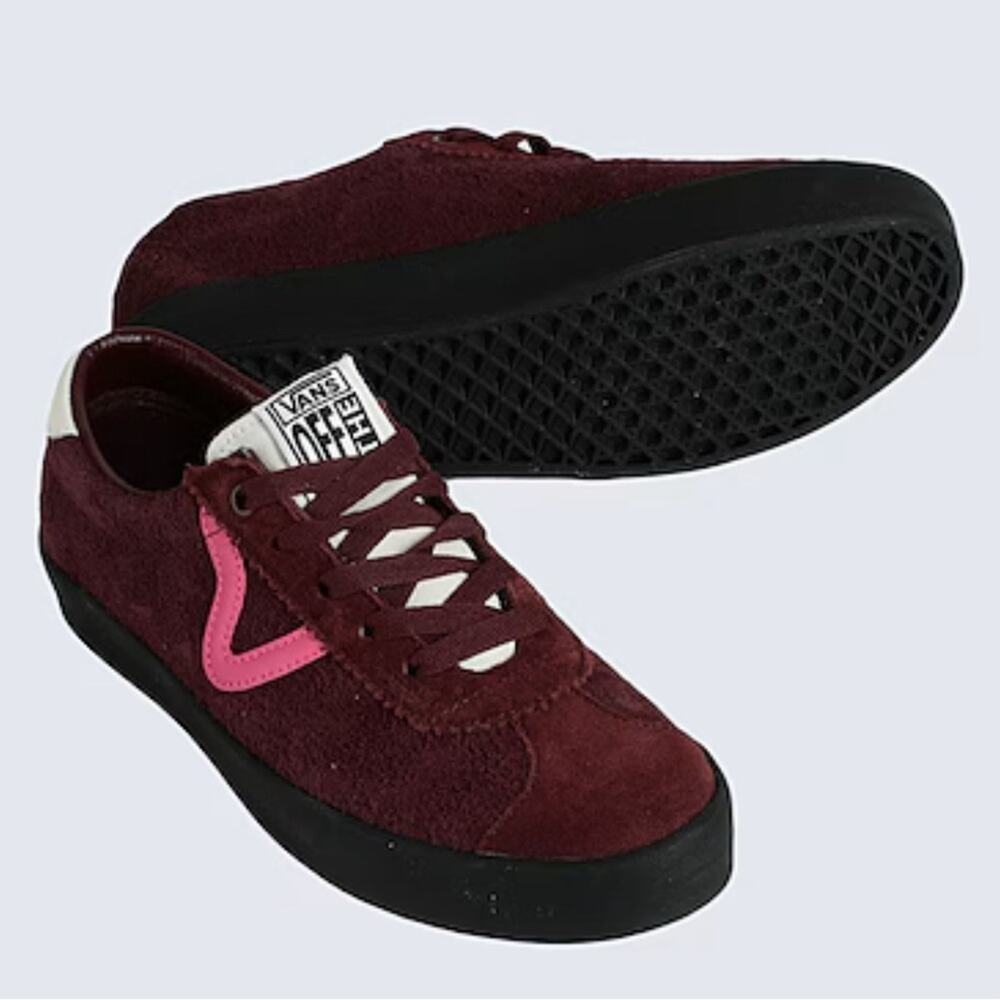 NEW VANS BURGUNDY BROWN SPORT LOW SNEAKERS UNISEX GENUINE SUEDE LEATHER SZ W 9